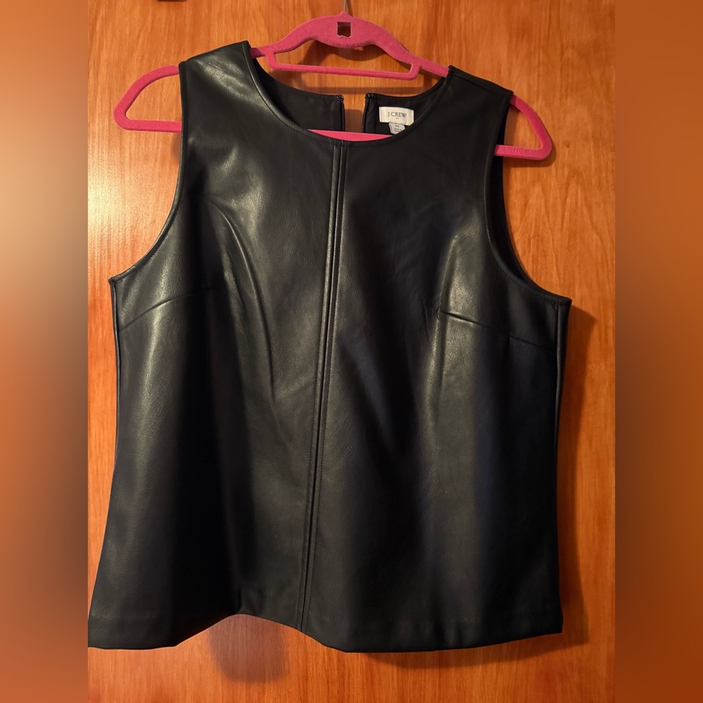 J. Crew Black Faux Leather Sleeveless Shell Top